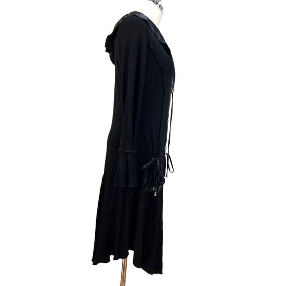 Vintage Joseph Ribkoff Satin Trim Hoodie Jacket Black - Picture 7 of 9